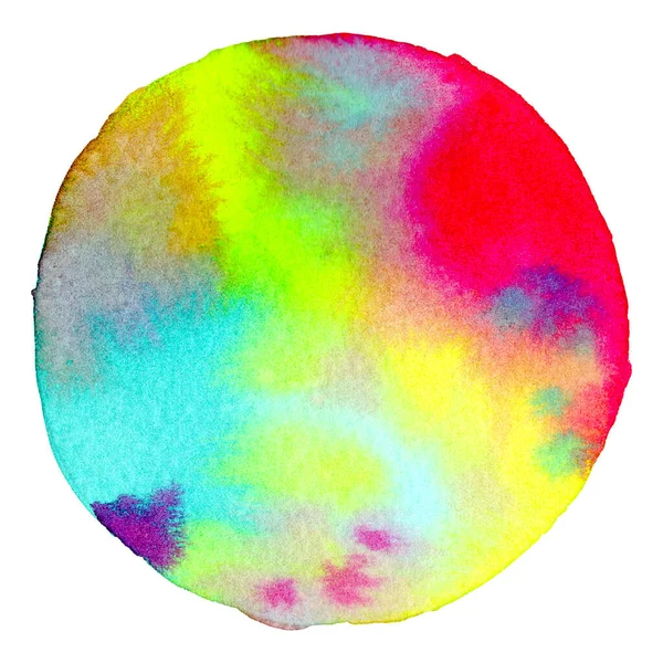 Pittura Mano Acquerello Astratta Multicolore Forma Cerchio Sfondo Del Messaggio — Foto Stock