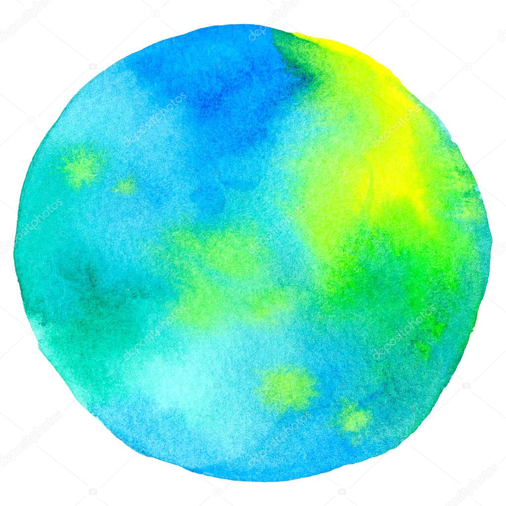 Multicolor abstract watercolor hand painting in circle shape for the text message background. Colorful splashing in the paper. Perfect for branding, greetings, websites, digital media, invites, weddings.