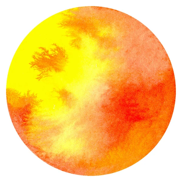 橙色抽象水彩画为圆形背景的文字信息 彩色的飞溅在纸上 完美的品牌 数字媒体 — 图库照片