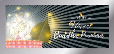 Hint festivali için Buddha Purnima yazılı vektör çizimi Buda Purnima anlamına gelir.