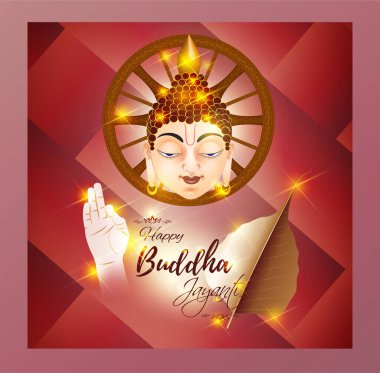 Hint festivali için Buda Jayanti yazılı vektör çizimi Buda Jayanti anlamına gelir