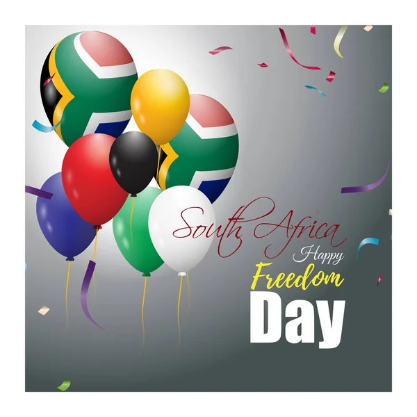 Vector Illustration South Africa Freedom Day Flying Balloon Background — Stock Vector