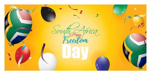 Vector Illustration South Africa Freedom Day Flying Balloon Background — Stock Vector