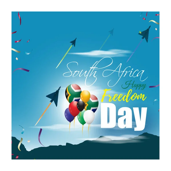 Illustrazione Del Vettore Libera Giornata Sudafrica Con Balloon Flying Background — Vettoriale Stock