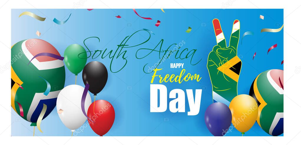 VECTOR ILLUSTRATION FOR SOUTH AFRICA FREEDOM DAY WITH FLYING BALLOON BACKGROUND 