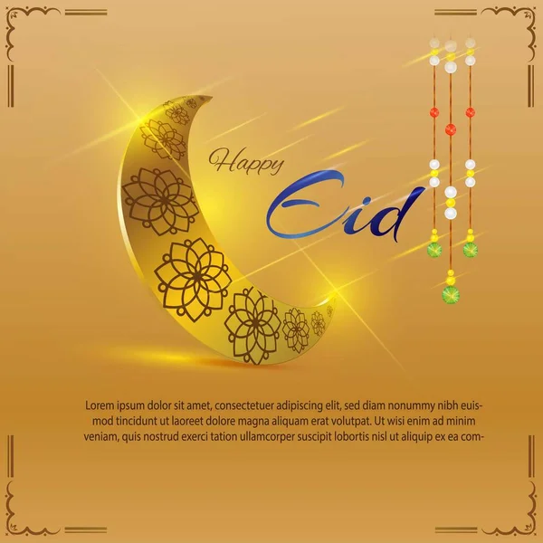 Illustrazione Vettoriale Saluto Festa Sacra Islamica Eid Con Testo Happy — Vettoriale Stock