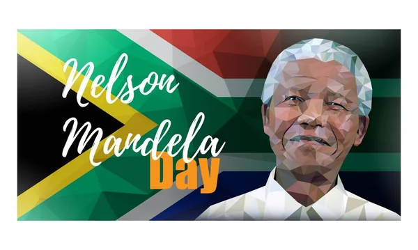 India Mayo 2020 Dia Internacional Nelson Mandela Escuchando Pic Geométrica — Vector de stock