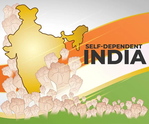 Вектор Илллюстрация Текста Self Dependent India Использует Индийский Компания Цветами — стоковый вектор