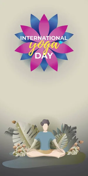 Ilustración Vectorial Para Día Internacional Del Yoga Ilustración Muestra Persona — Archivo Imágenes Vectoriales