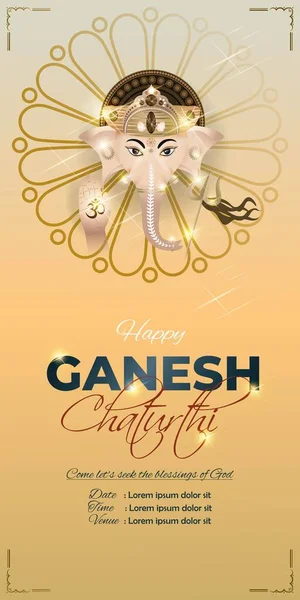 Ilustração Vetorial Para Festival Lorde Ganesha Ganesh Chaturthi Mostra Slogan —  Vetores de Stock
