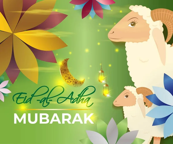Vector Illustration Greeting Eid Adha Mubarak Means Blessings Eid Adha — Stock Vector