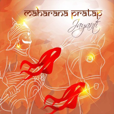 Hindistan tarihinin cesur krallarından Maharana Pratap 'ın vektör çizimi hayatını feda ederek ulusu, özgürlüğü ve kültürü korudu. Maharana Pratap Jayanti 'leri kahramanlığının kutsal bir anısı olarak kutlandı..