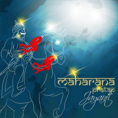 Hindistan tarihinin cesur krallarından Maharana Pratap 'ın vektör çizimi hayatını feda ederek ulusu, özgürlüğü ve kültürü korudu. Maharana Pratap Jayanti 'leri kahramanlığının kutsal bir anısı olarak kutlandı..