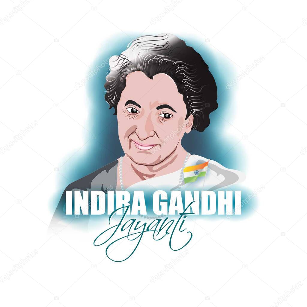 Vector illustration of Indira Gandhi, the first lady Prime Minister of India was born on November 19 and celebrated as Indira Gandhi Jayanti.