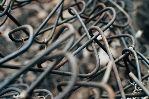 Fio Ferro Enferrujado Rede Malha Velha Pedaços Arame Sucata Metal — Fotografia de Stock