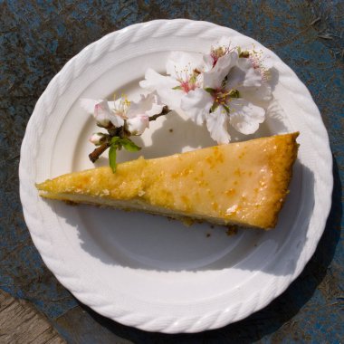 Badem çiçekli portakallı pasta