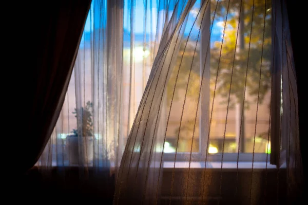Sumer Breeze Curtain Urban Light — Stock Photo, Image