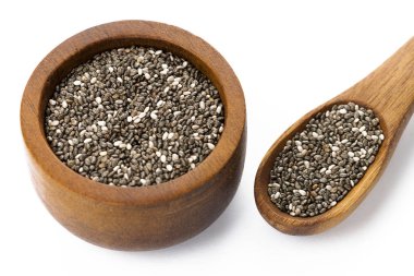 Chia tohum küçük bir ahşap tabak 