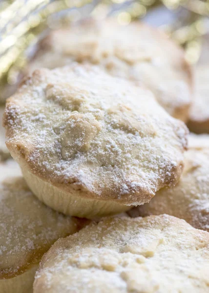 Tradicionales Tartas Carne Picada Navidad Británica Enfoque Selectivo Para Carteles —  Fotos de Stock