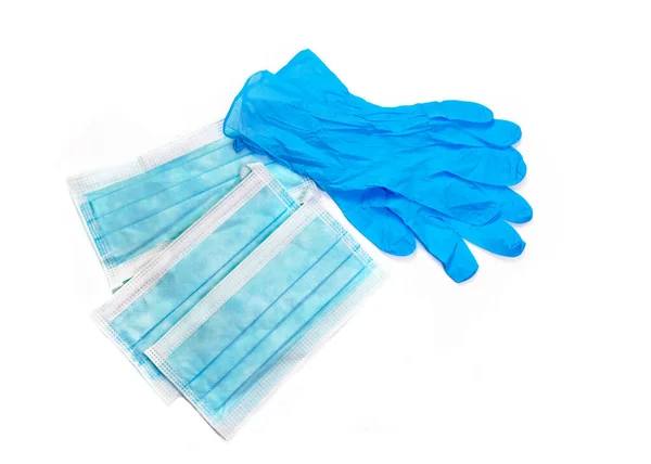 Personal Protective Equipment Pair Blue Latex Gloves Face Mask You — Stock Photo, Image