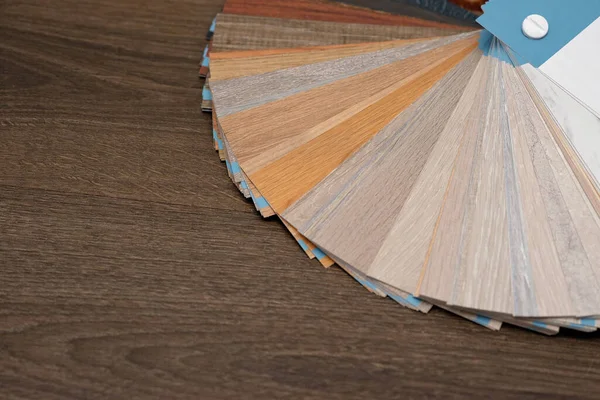 Una Paleta Texturas Decoración Para Suelo Madera Del Laminado Vinilo — Foto de Stock