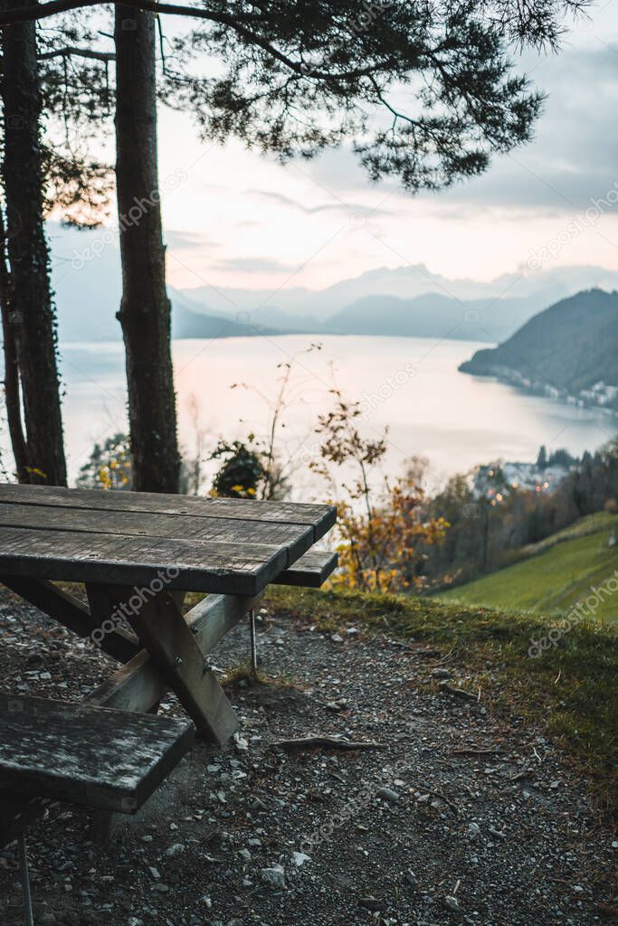 Picnic area overlooking Lake Lucerne