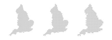 Benekli soyut İngiltere Haritası Beyaz arkaplan vektörü illüstrasyonuna izole edilmiş modern konsept tasarımı.