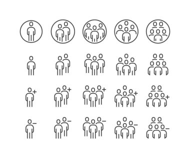 Basit İş Adamları Kümesi Vektör Düz Özet Simgeleri. Grup, Ekle, Arkadaş talebi, İletişim, Takım çalışması, Artı, Sil, Yıkım ve daha fazlası gibi içerikler. Görüntü 10 'da.