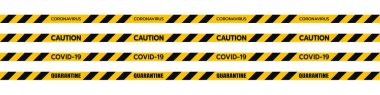 COVID-19Set Coronavirus Karantina Alanı Salgını, Virüs Hastalığı Virüsü Hastalığı, Risk Alanı. Biyolojik tehlike. beyaz arkaplanda izole