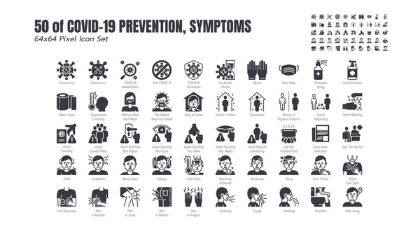 Простой Набор Ковид Prevention Glyphh Icons Такие Иконы Protective Coronavirus — стоковый вектор