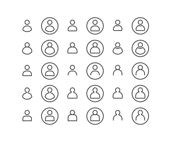 Simple Set User Profile People Person Vector Liner Outline Icons — Stockový vektor