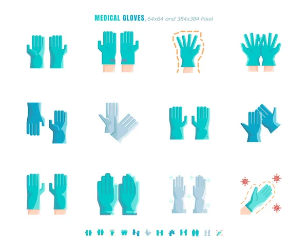 Prosty Zestaw Rękawic Medycznych Zapobieganie Zakażeniom Covid Lub Coronavirus 2019 — Wektor stockowy