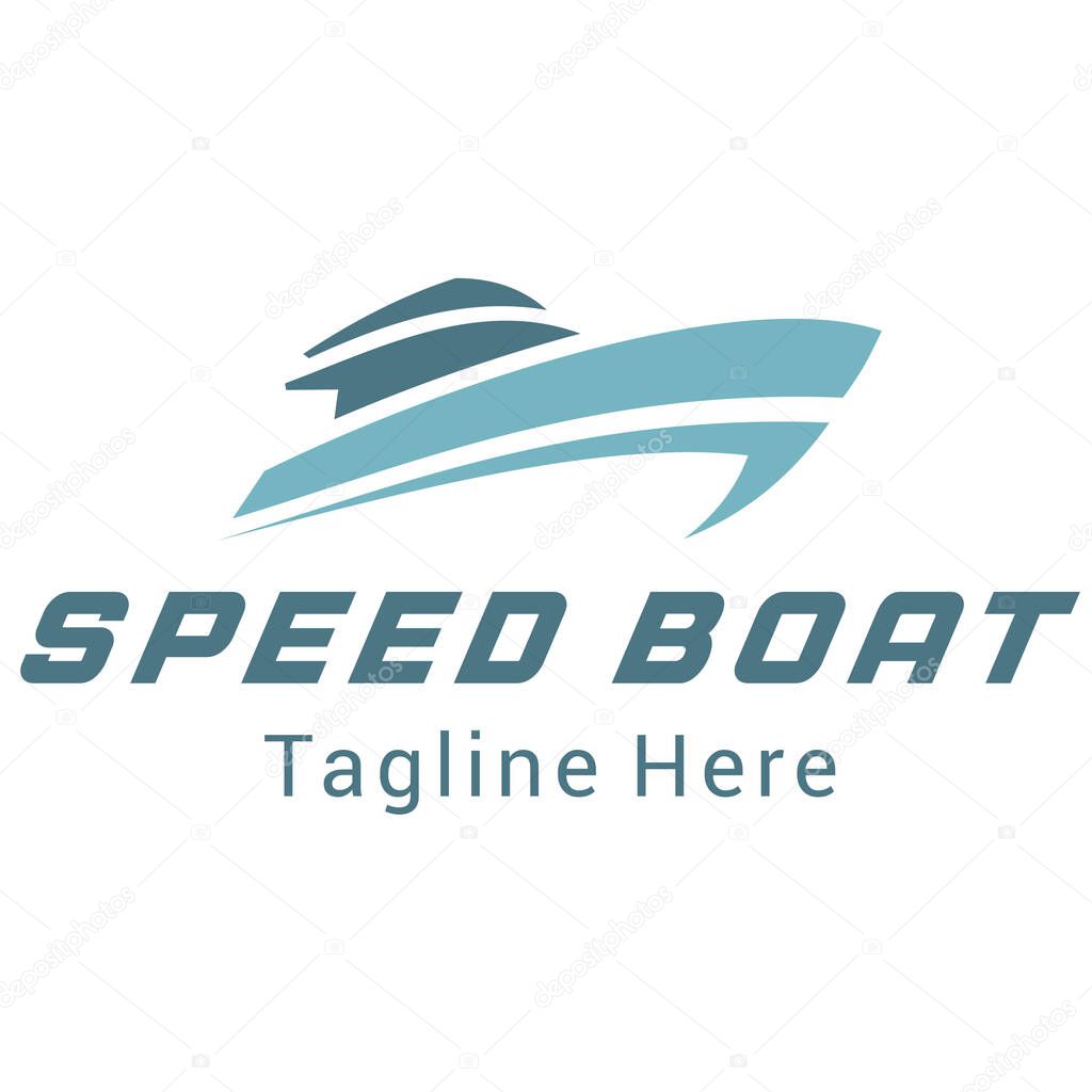 Modern speed boat logo template blue color