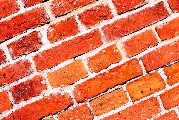 Яскраво Червона Стара Стіна Діагональним Нахилом Текстура Цегли — стокове фото