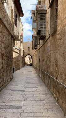 Kudüs Eski Şehir. Kudüs 'ün boş eski şehri. Karantinadaki Kudüs.