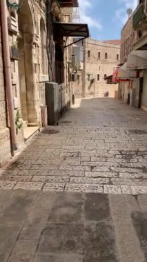Kudüs Eski Şehir. Kudüs 'ün boş eski şehri. Karantinadaki Kudüs.