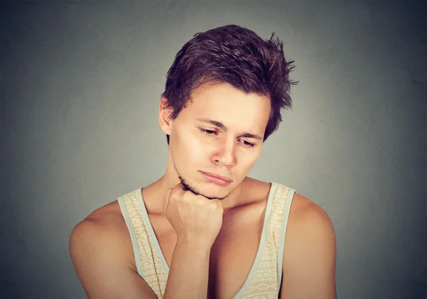 Sad man looking down has no motivation in life depressed — Stock Photo, Image