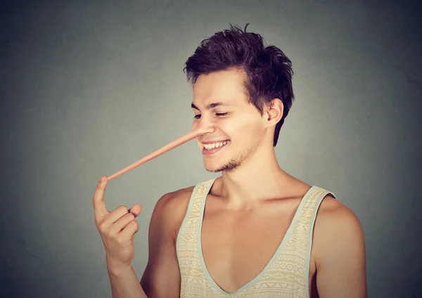 Man with long nose. Liar concept. — Stock Photo, Image