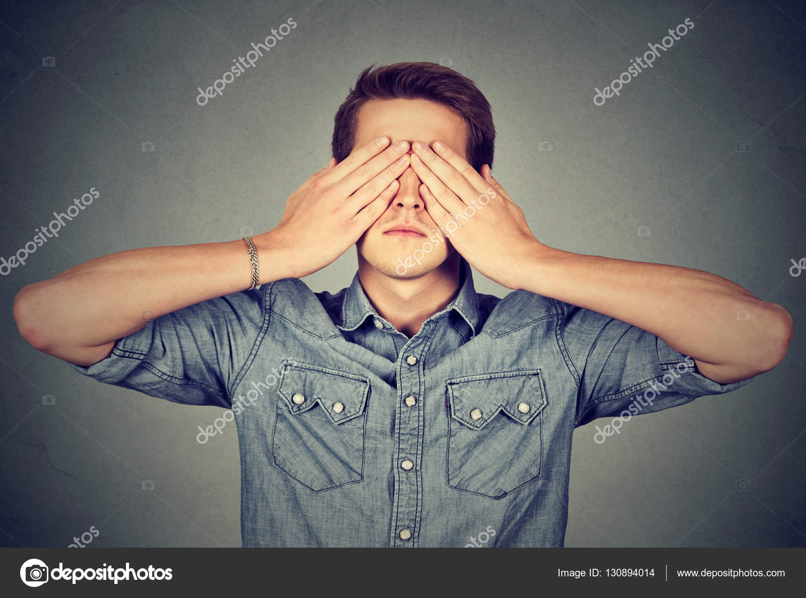 Man covering eyes with two hands Stock Photo by ©SIphotography 130894014