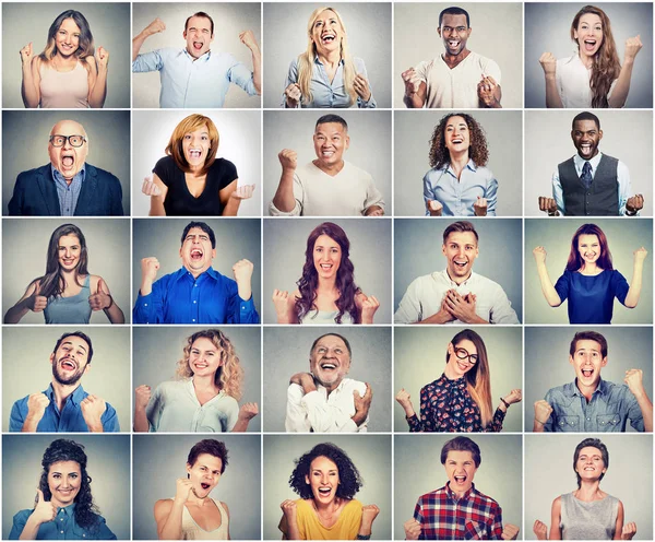 Groep van multiculturele succesvolle juichende mensen — Stockfoto