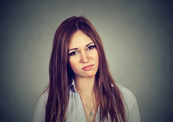 Portrait annoyed irritated young woman — Stock Photo, Image