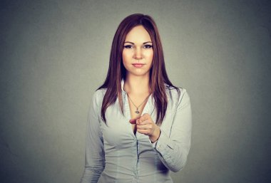 İş kadın işaret parmağı Görüntüleyici, portresi 