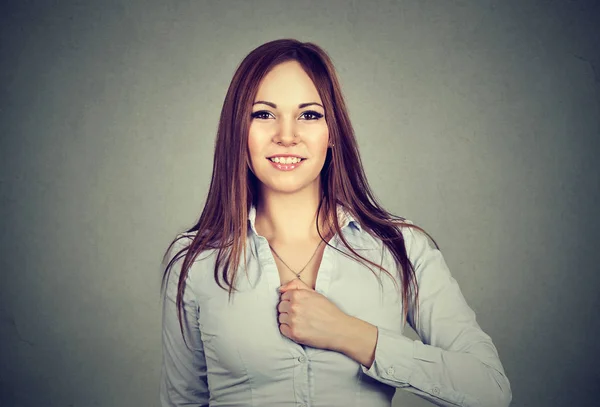 Chica súper héroe. Mujer confiada — Foto de Stock