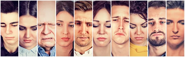 Group of sad people men and women — Stock Photo, Image