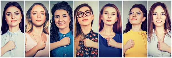 Groupe de femmes multiculturelles confiantes déterminées à changer — Photo