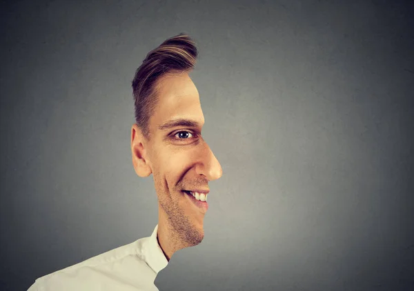 Frente retrato surrealista com perfil recortado de um homem — Fotografia de Stock