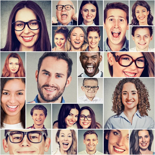 Grupo multiétnico de personas sonrientes felices hombres y mujeres — Foto de Stock