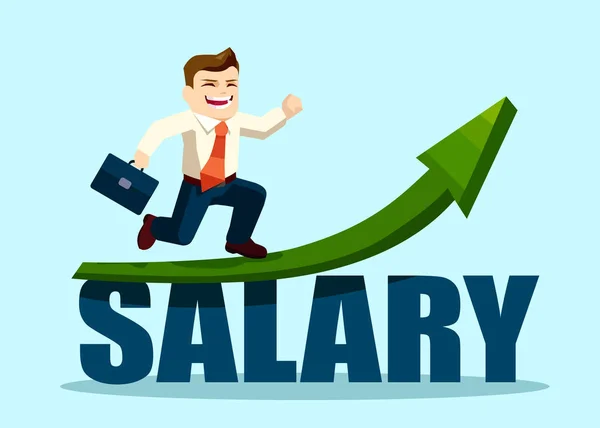 Framgångsrik affärsman kör lön pilen diagrammet går upp — Stockfoto