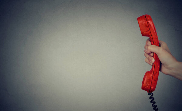 Business communication concept, vintage telephone handset