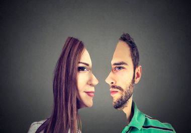 gerçeküstü portre açık ile bir erkek ve kadın profil kesme